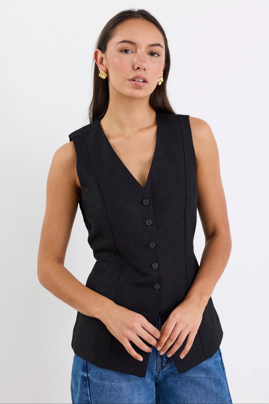 AMONG THE BRAVE EIFFEL LONGLINE VEST - Black