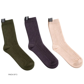 MOKE WOOL BLEND SOCKS O/S -  Cocoa Powder/Blush/Bonsai (3 Pack)