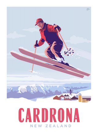 LOVE THY LAND - Cardrona Ski Poster - A3