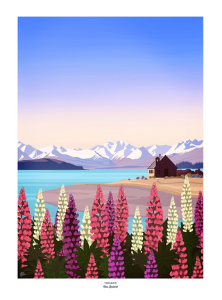 LOVE THY LAND - TEKAPO LUPINS -  A4