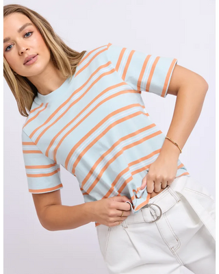 FOXWOOD - PURE STRIPE TEE - Cool Blue