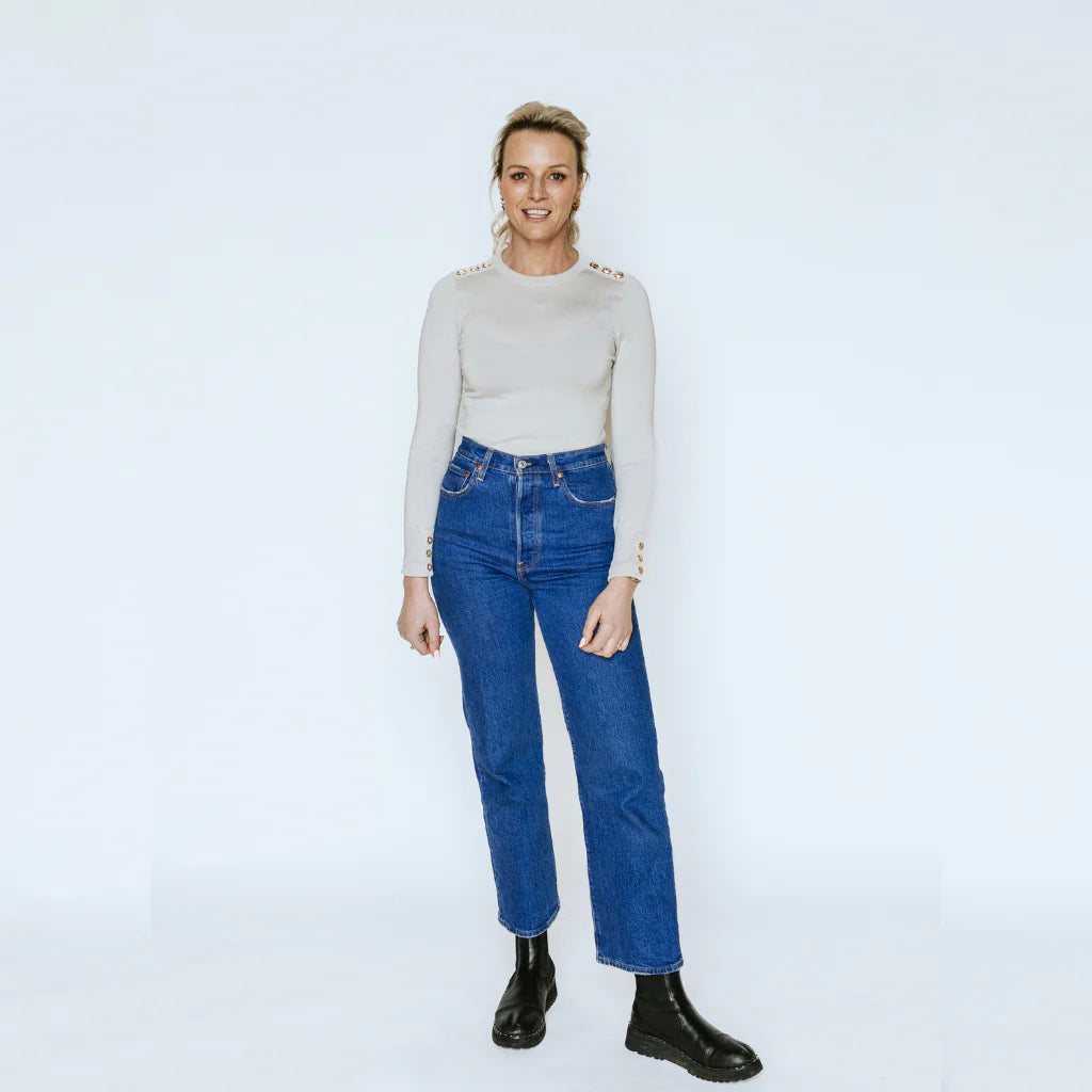 MOKE - Nicki Women's Knit Crew Sweater - Ice Crystal