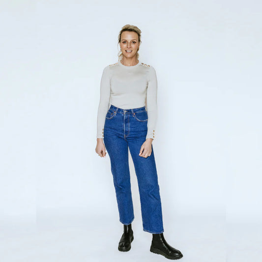 MOKE - Nicki Women's Knit Crew Sweater - Ice Crystal