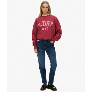 SUPERDRY ATHLETIC ESS SLOUCHY CREW - Bordeaux Red