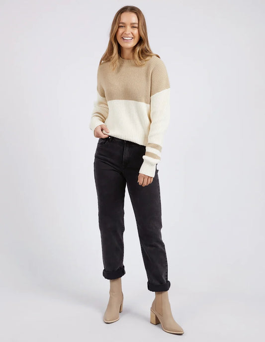FOXWOOD SOPHIE KNIT CREW - Oat & White