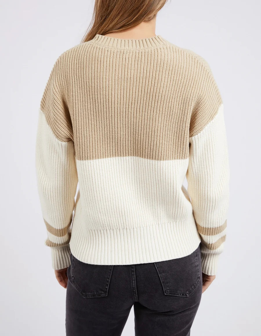 FOXWOOD SOPHIE KNIT CREW - Oat & White