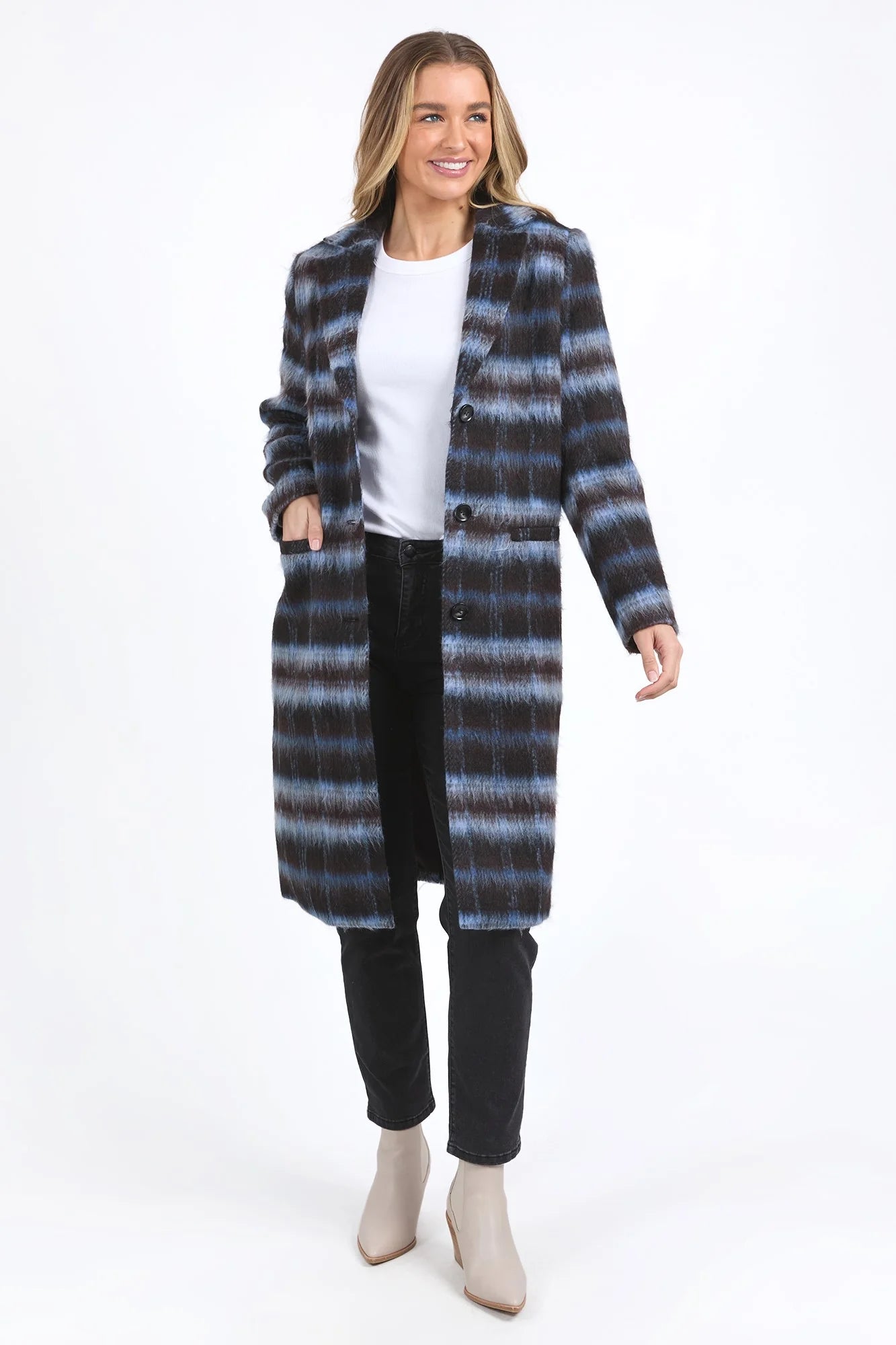 FOXWOOD BENNETT COAT - Chocolate & Blue Check
