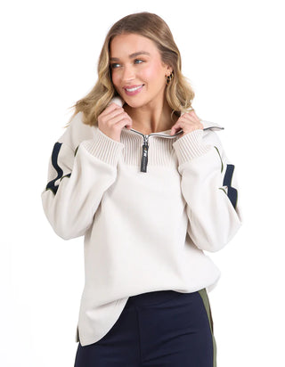 FOXWOOD KNIT COLLAR CREW - Bone