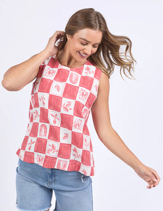 FOXWOOD BIARITTZ TOP - Crimson Print