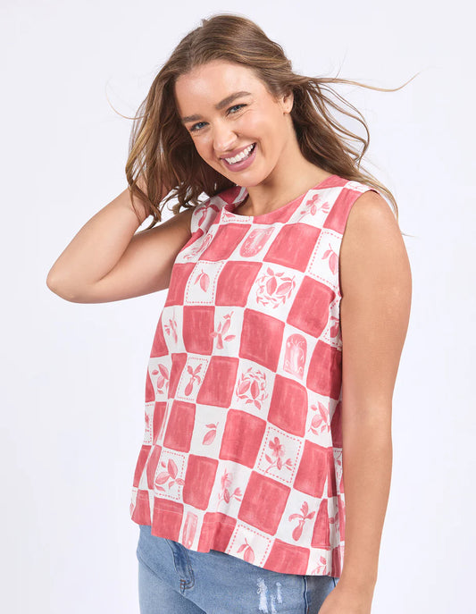 FOXWOOD BIARITTZ TOP - Crimson Print