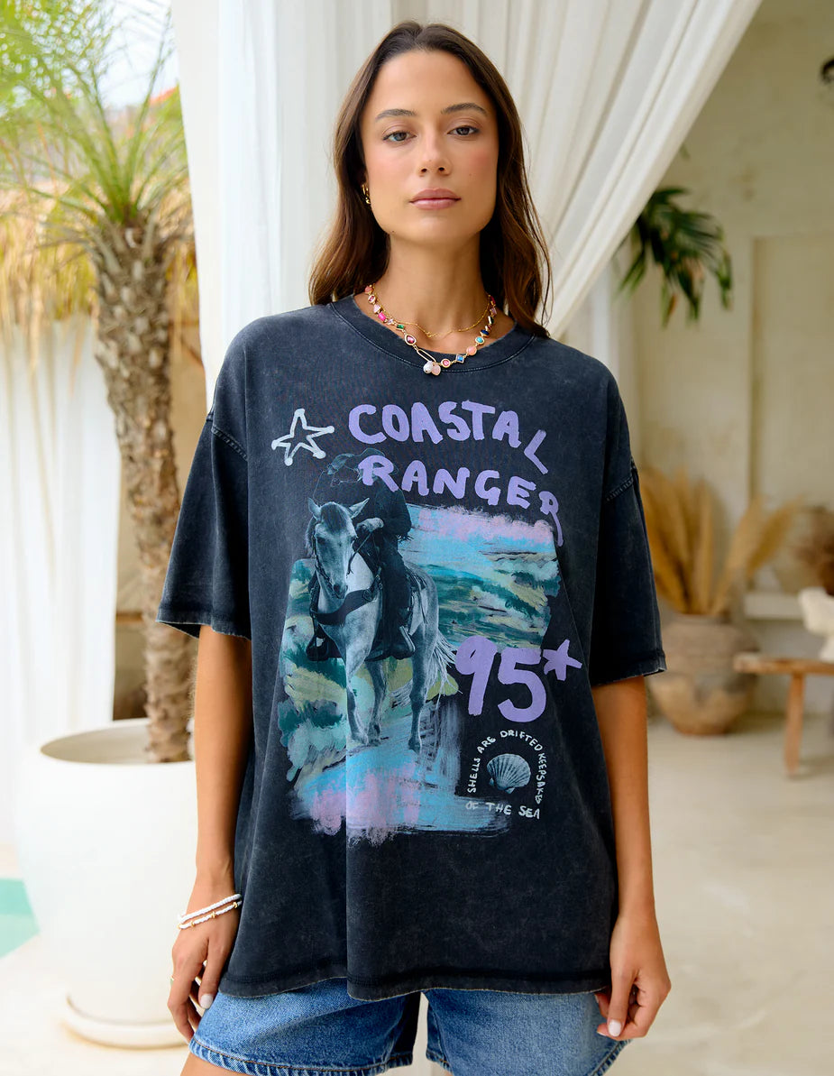 FOXWOOD - Coastal Ranger Tee Bubblegum - Washed Black