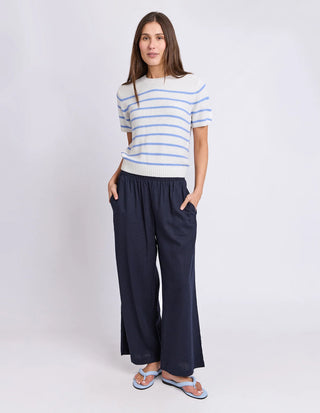 FOXWOOD - BLAIR SHORT SLEEVE KNIT - Stripe Cornflower Blue