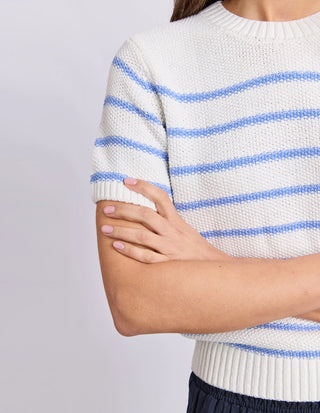 FOXWOOD - BLAIR SHORT SLEEVE KNIT - Stripe Cornflower Blue
