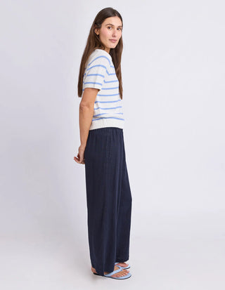 FOXWOOD - BLAIR SHORT SLEEVE KNIT - Stripe Cornflower Blue