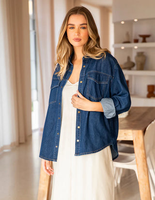 FOXWOOD DAISY OVERSHIRT - DARK BLUE DENIM
