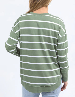 FOXWOOD FARRAH LONG SLEEVE - Sage / White Stripe