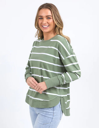 FOXWOOD FARRAH LONG SLEEVE - Sage / White Stripe
