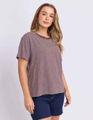 FOXWOOD - HUTCH STRIPE TEE - Chocolate