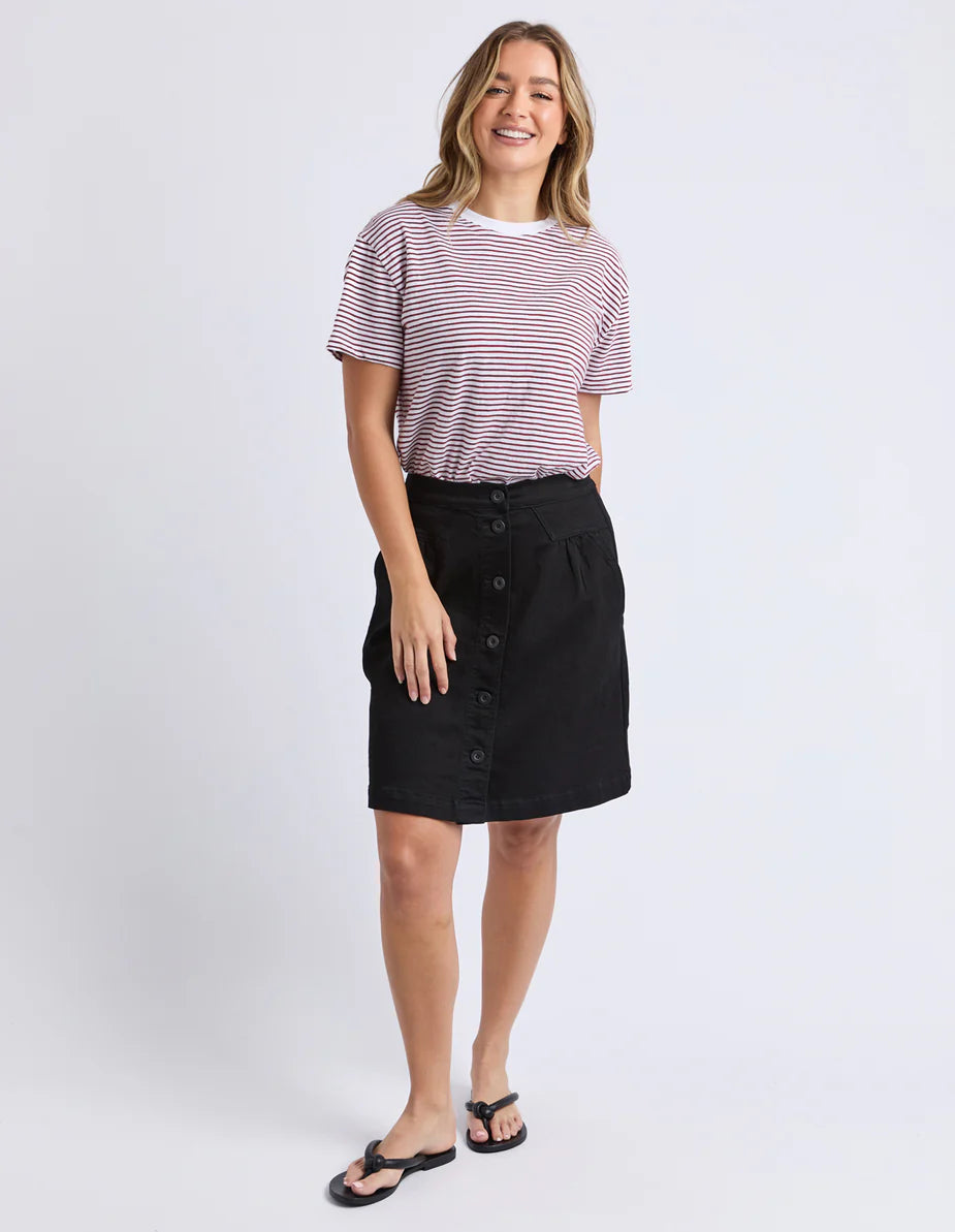 FOXWOOD HUTCH STRIPE TEE - Russet Brown / White Stripe