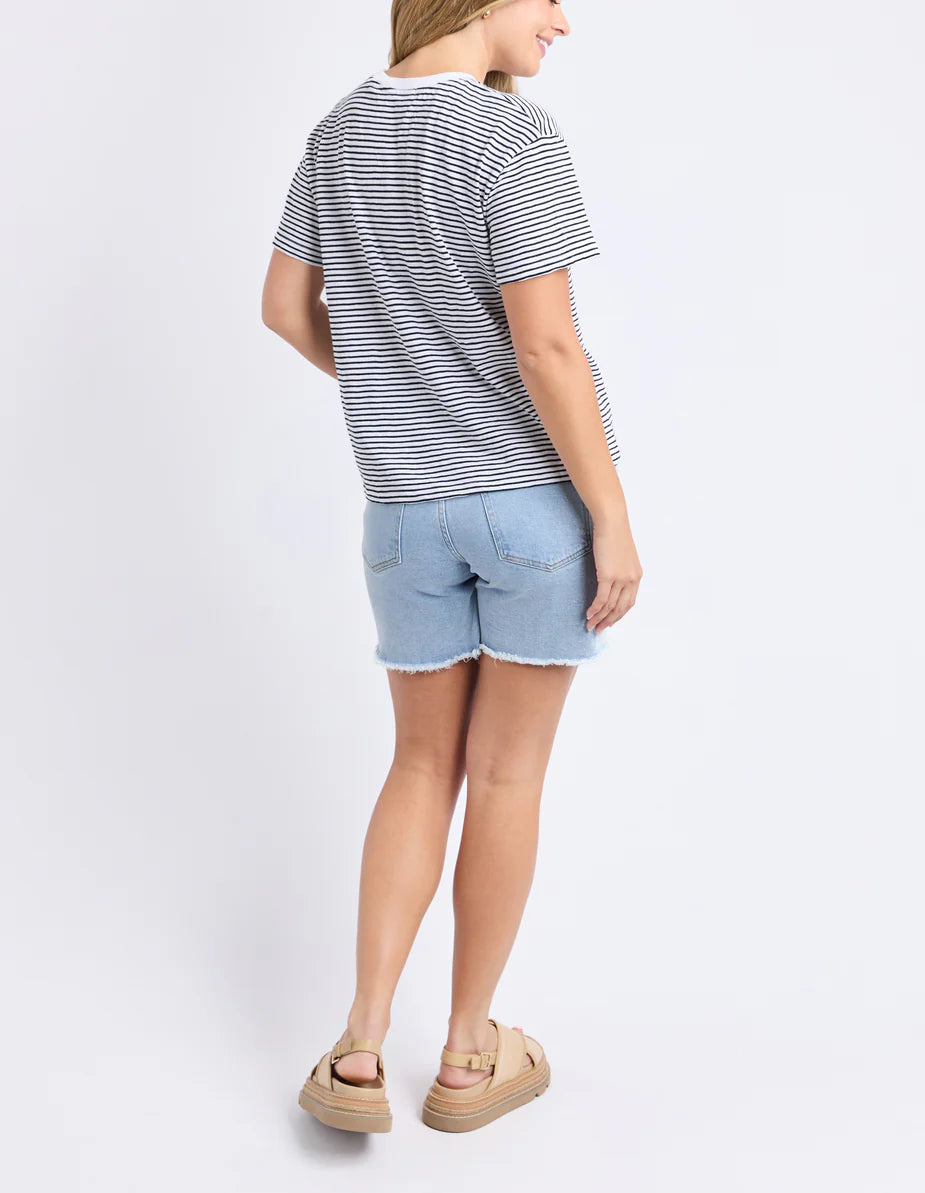 FOXWOOD HUTCH STRIPE TEE - White / Black Stripe