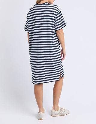 FOXWOOD SIMPLIFIED STRIPE TEE DRESS - Navy