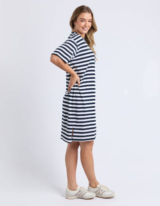 FOXWOOD SIMPLIFIED STRIPE TEE DRESS - Navy