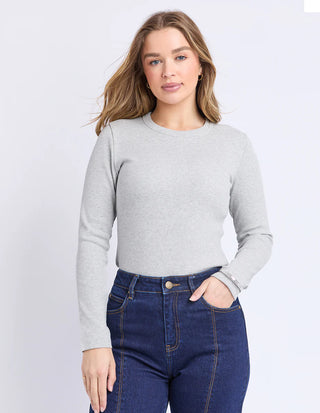 FOXWOOD - SCOOP RIB TOP - Grey Marle