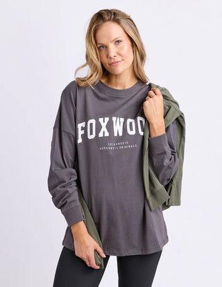 FOXWOOD  - INTERVAL LONG SLEEVE - Charcoal/White