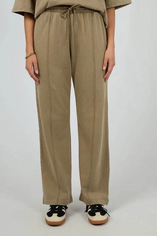 SILENT THEORY NARA WIDE LEG TRACKPANT - OLIVE