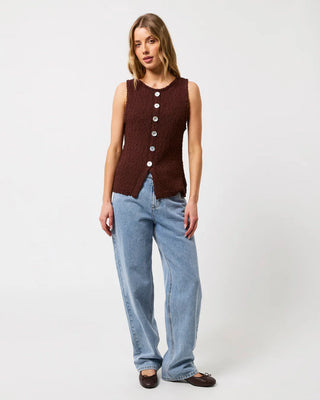 SILENT THEORY - BELLE KNIT VEST - Brown