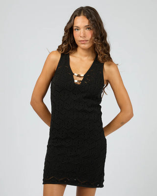 SILENT THEORY - Nina Crochet Mini Dress Black
