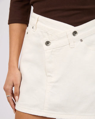 SILENT THEORY - DARCY WRAP AROUND MINI SKIRT - White