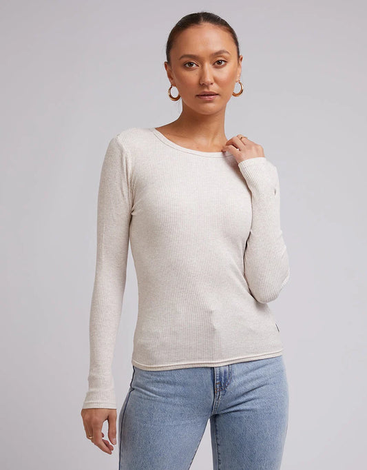 SILENT THEORY RIB L/S TEE - Oatmeal