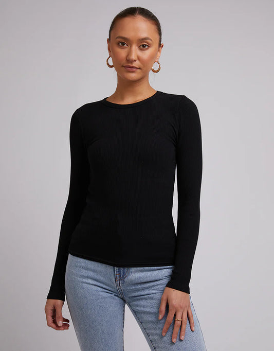 SILENT THEORY RIB L/S TEE - Black