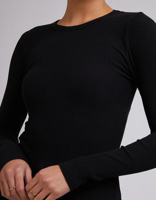 SILENT THEORY RIB L/S TEE - Black