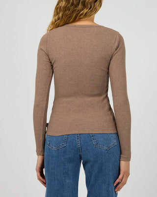SILENT THEORY RIB L/S TOP - Brown