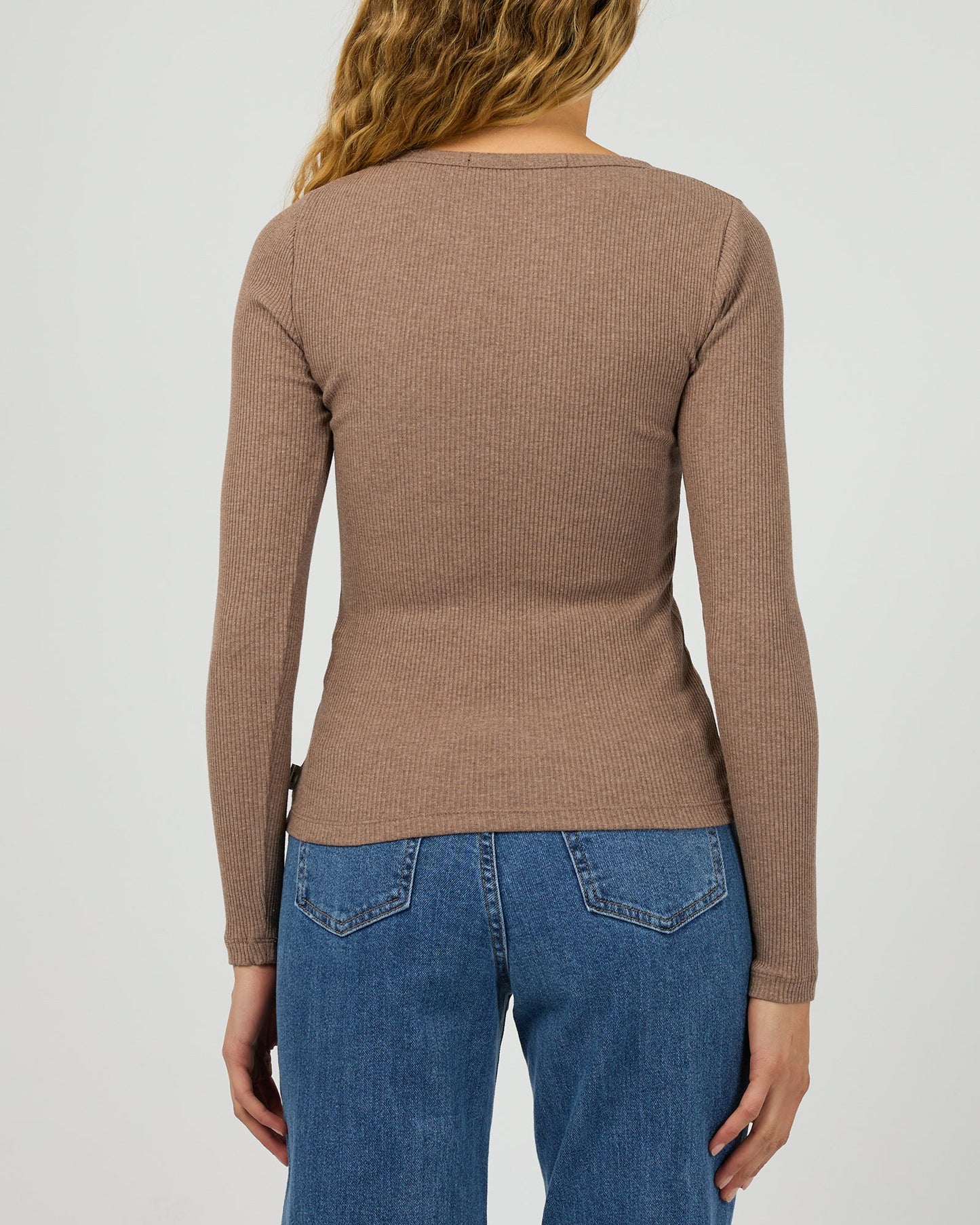 SILENT THEORY RIB L/S TEE - Brown