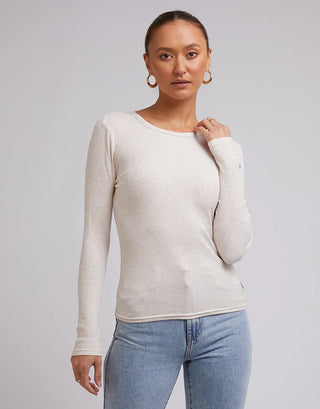 SILENT THEORY -  RIB L/S TEE - Oatmeal