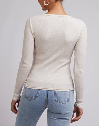 SILENT THEORY -  RIB L/S TEE - Oatmeal