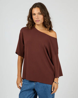 SILENT THEORY - OLLIE OFF SHOULDER KNIT TOP - Cherry
