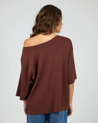 SILENT THEORY - OLLIE OFF SHOULDER KNIT TOP - Cherry