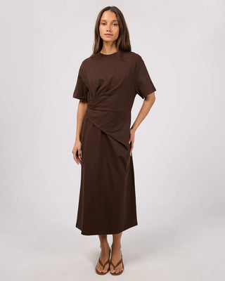 SILENT THEORY - SOHO FOLD OVER MIDI DRESS - Chocolate