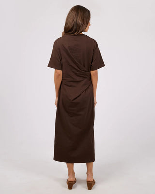 SILENT THEORY - SOHO FOLD OVER MIDI DRESS - Chocolate