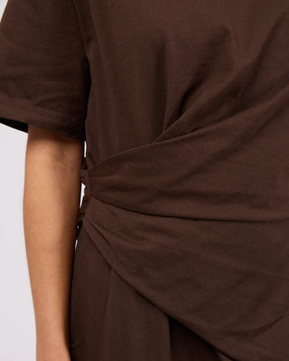 SILENT THEORY - SOHO FOLD OVER MIDI DRESS - Chocolate