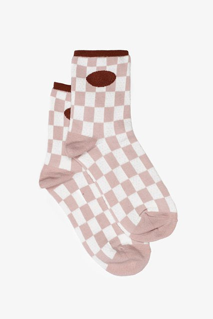 ANTLER SOCK - Checkerboard Sock | Rust & Blush