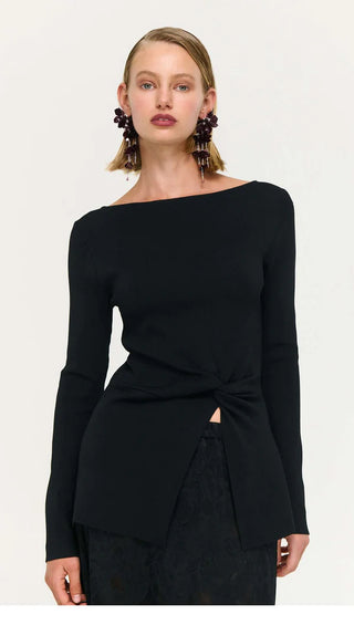 STAPLE THE LABEL - MIYA TWIST KNIT TOP - Black
