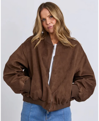 FOXWOOD EVIE SUEDE BOMBER - Chocolate