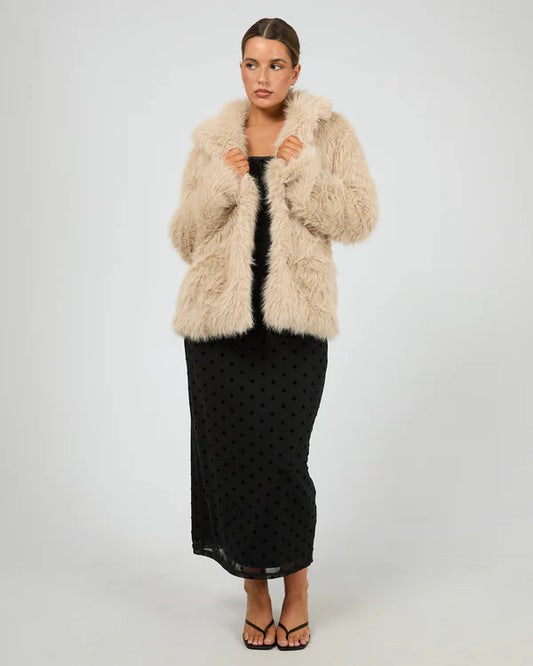 JORGE ANGELA FUR COAT - Beige