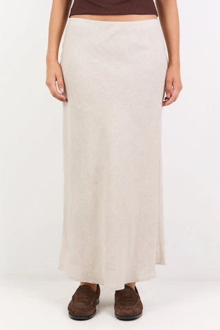 RE UNION - BLISS LINEN BIAS MIDI SKIRT - Natural