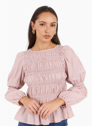 AMONG THE BRAVE - REQUIRED SHIRRED BODICE TOP - Blush